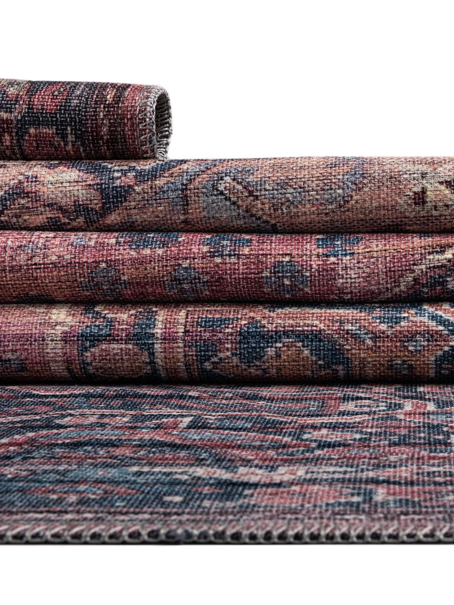 Washable Antique Rust Red 7' 10 x 7' 10 Maahru Square Area Rug Easy to Clean Stain Resistant & Durable Polyester Chenille Carpet for Living, Dining, Bedrooms, Kitchen for Sale at Rug Engine