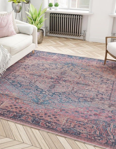 Washable Antique Rust Red 7' 10 x 7' 10 Maahru Square Area Rug Easy to Clean Stain Resistant & Durable Polyester Chenille Carpet for Living, Dining, Bedrooms, Kitchen for Sale at Rug Engine