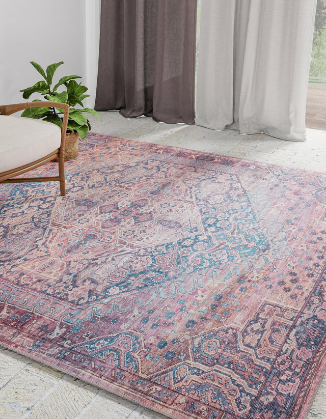 Washable Antique Rust Red 7' 10 x 7' 10 Maahru Square Area Rug Easy to Clean Stain Resistant & Durable Polyester Chenille Carpet for Living, Dining, Bedrooms, Kitchen for Sale at Rug Engine