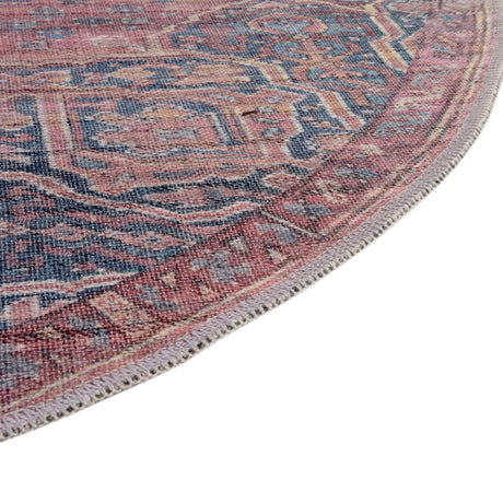 Washable Antique Rust Red 10' 6 x 10' 6 Maahru Round Area Rug Easy to Clean Stain Resistant & Durable Polyester Chenille Carpet for Living, Dining, Bedrooms, Kitchen for Sale at Rug Engine