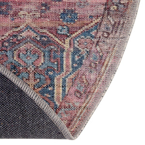 Antique Rust Red 10' 6 x 10' 6 Maahru Washable Round Rug