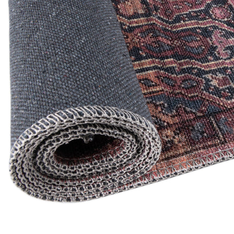 Washable Antique Rust Red 10' 6 x 10' 6 Maahru Round Area Rug Easy to Clean Stain Resistant & Durable Polyester Chenille Carpet for Living, Dining, Bedrooms, Kitchen for Sale at Rug Engine