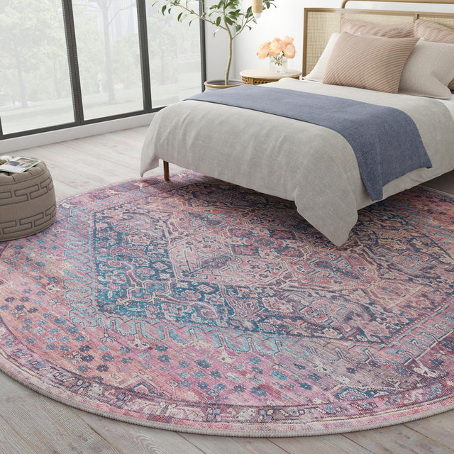 Antique Rust Red 10' 6 x 10' 6 Maahru Washable Round Rug
