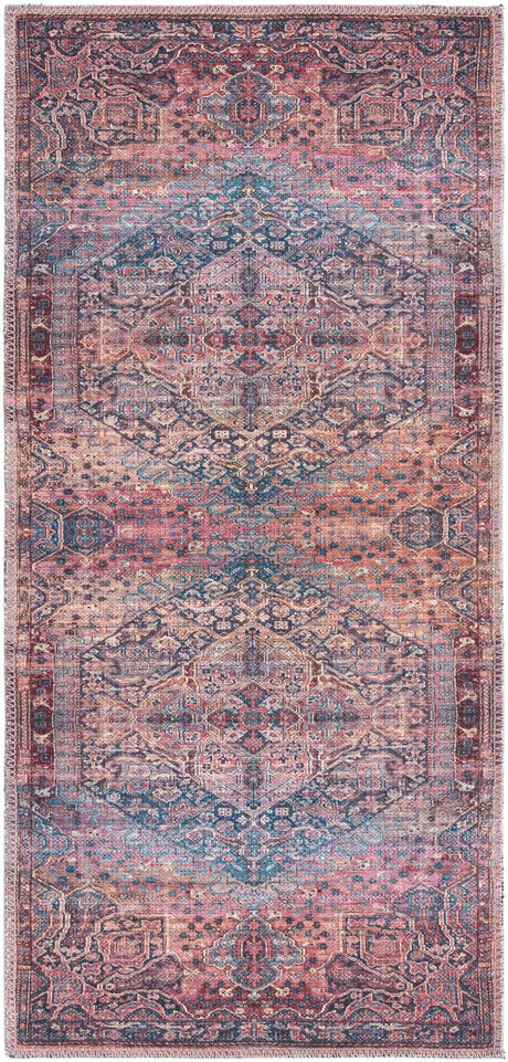 Washable Antique Rust Red 2' x 4' 1 Maahru Runner Area Rug Easy to Clean Stain Resistant & Durable Polyester Chenille Carpet for Living, Dining, Bedrooms, Kitchen for Sale at Rug Engine