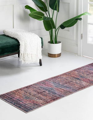Washable Antique Rust Red 2' x 6' 1 Maahru Runner Area Rug Easy to Clean Stain Resistant & Durable Polyester Chenille Carpet for Living, Dining, Bedrooms, Kitchen for Sale at Rug Engine