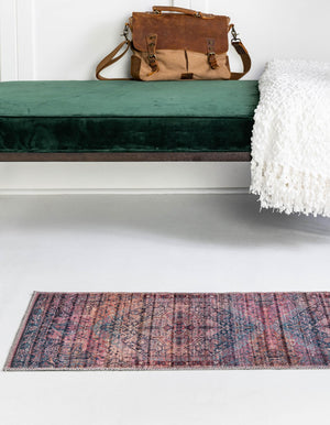 Washable Antique Rust Red 2' x 6' 1 Maahru Runner Area Rug Easy to Clean Stain Resistant & Durable Polyester Chenille Carpet for Living, Dining, Bedrooms, Kitchen for Sale at Rug Engine
