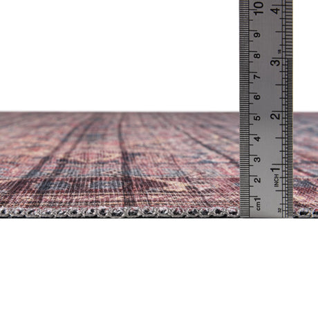 Washable Antique Rust Red 2' 7 x 13' 1 Maahru Runner Area Rug Easy to Clean Stain Resistant & Durable Polyester Chenille Carpet for Living, Dining, Bedrooms, Kitchen for Sale at Rug Engine