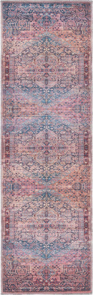 Washable Antique Rust Red 2' x 6' 1 Maahru Runner Area Rug Easy to Clean Stain Resistant & Durable Polyester Chenille Carpet for Living, Dining, Bedrooms, Kitchen for Sale at Rug Engine