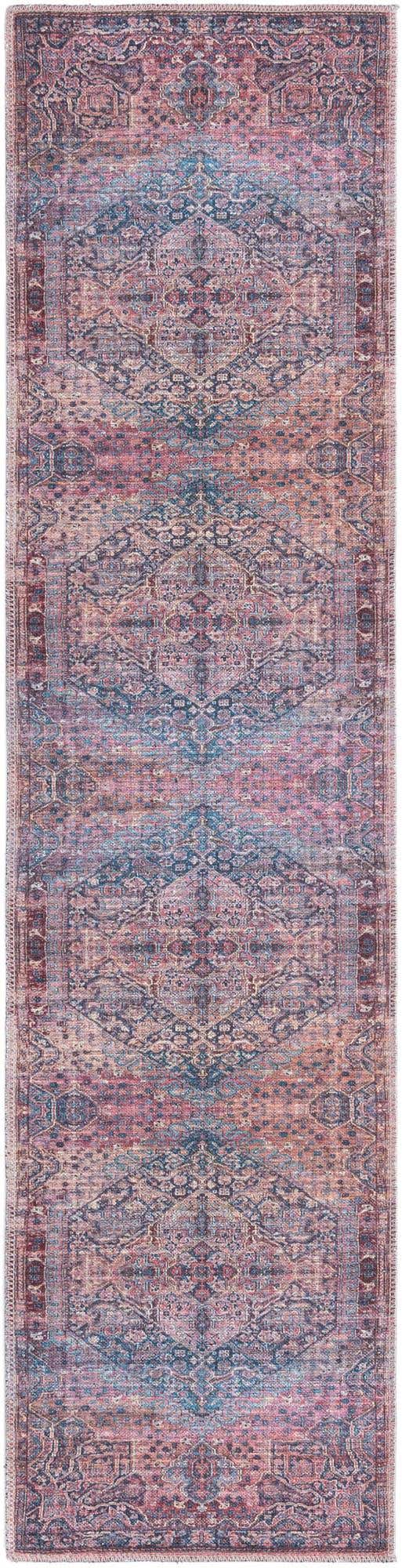 Washable Antique Rust Red 2' x 8' Maahru Runner Area Rug Easy to Clean Stain Resistant & Durable Polyester Chenille Carpet for Living, Dining, Bedrooms, Kitchen for Sale at Rug Engine
