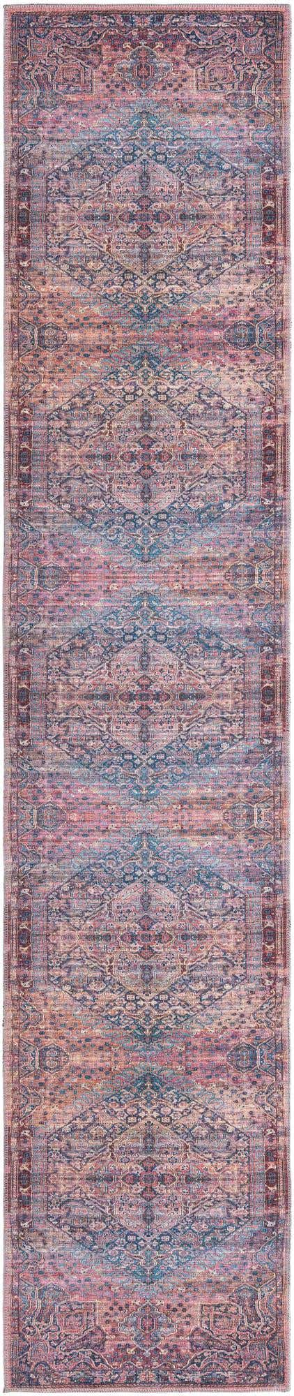 Washable Antique Rust Red 2' 7 x 13' 1 Maahru Runner Area Rug Easy to Clean Stain Resistant & Durable Polyester Chenille Carpet for Living, Dining, Bedrooms, Kitchen for Sale at Rug Engine