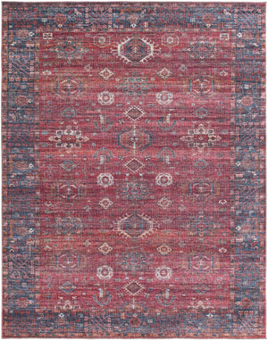 Washable Antique Red 10' 6 x 13' 1 Maahru Rectangle Area Rug Easy to Clean Stain Resistant & Durable Polyester Chenille Carpet for Living, Dining, Bedrooms, Kitchen for Sale at Rug Engine