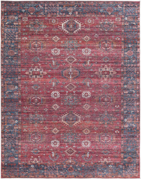 Washable Antique Red 10' 6 x 13' 1 Maahru Rectangle Area Rug Easy to Clean Stain Resistant & Durable Polyester Chenille Carpet for Living, Dining, Bedrooms, Kitchen for Sale at Rug Engine