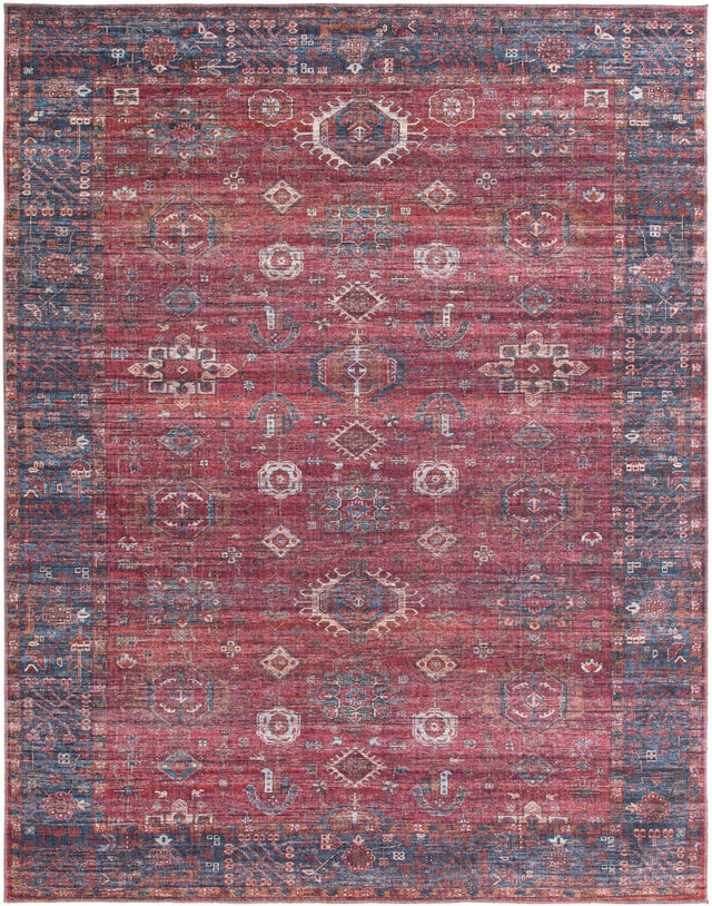 Washable Antique Red 10' 6 x 13' 1 Maahru Rectangle Area Rug Easy to Clean Stain Resistant & Durable Polyester Chenille Carpet for Living, Dining, Bedrooms, Kitchen for Sale at Rug Engine