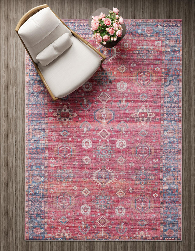 Washable Antique Red 9' 2 x 12' Maahru Rectangle Area Rug Easy to Clean Stain Resistant & Durable Polyester Chenille Carpet for Living, Dining, Bedrooms, Kitchen for Sale at Rug Engine
