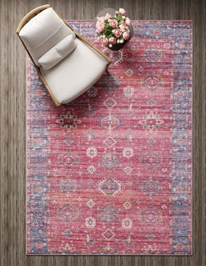 Washable Antique Red 2' x 3' 1 Maahru Rectangle Area Rug Easy to Clean Stain Resistant & Durable Polyester Chenille Carpet for Living, Dining, Bedrooms, Kitchen for Sale at Rug Engine