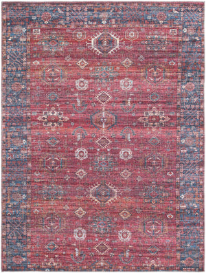 Washable Antique Red 7' 3 x 10' Maahru Rectangle Area Rug Easy to Clean Stain Resistant & Durable Polyester Chenille Carpet for Living, Dining, Bedrooms, Kitchen for Sale at Rug Engine