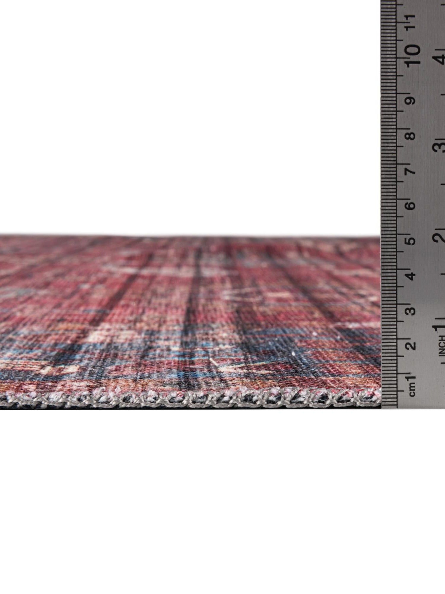 Washable Antique Red 6' 1 x 9' Maahru Rectangle Area Rug Easy to Clean Stain Resistant & Durable Polyester Chenille Carpet for Living, Dining, Bedrooms, Kitchen for Sale at Rug Engine