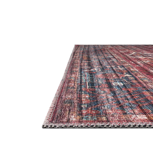 Washable Antique Red 6' 1 x 9' Maahru Rectangle Area Rug Easy to Clean Stain Resistant & Durable Polyester Chenille Carpet for Living, Dining, Bedrooms, Kitchen for Sale at Rug Engine