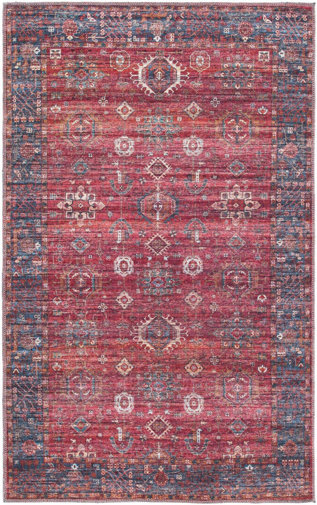 Washable Antique Red 4' 1 x 6' 1 Maahru Rectangle Area Rug Easy to Clean Stain Resistant & Durable Polyester Chenille Carpet for Living, Dining, Bedrooms, Kitchen for Sale at Rug Engine