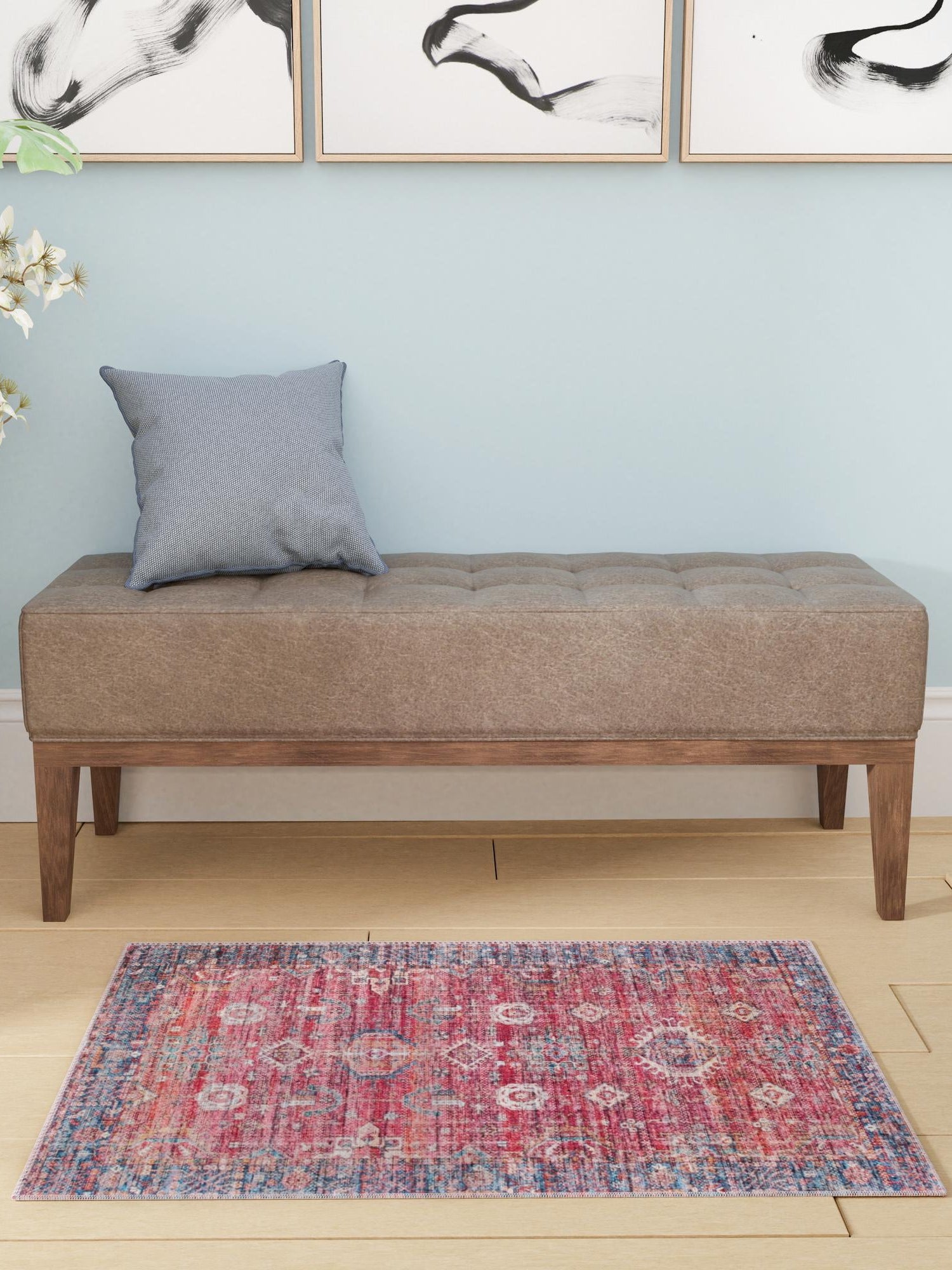 Washable Antique Red 10' 6 x 13' 1 Maahru Rectangle Area Rug Easy to Clean Stain Resistant & Durable Polyester Chenille Carpet for Living, Dining, Bedrooms, Kitchen for Sale at Rug Engine