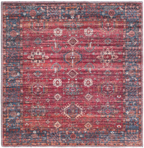 Washable Antique Red 3' 3 x 3' 3 Maahru Square Area Rug Easy to Clean Stain Resistant & Durable Polyester Chenille Carpet for Living, Dining, Bedrooms, Kitchen for Sale at Rug Engine