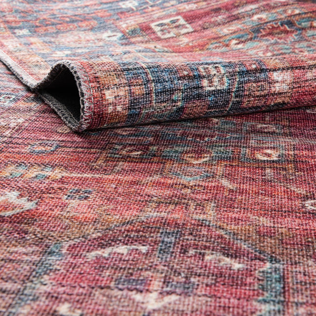 Washable Antique Red 3' 3 x 3' 3 Maahru Square Area Rug Easy to Clean Stain Resistant & Durable Polyester Chenille Carpet for Living, Dining, Bedrooms, Kitchen for Sale at Rug Engine
