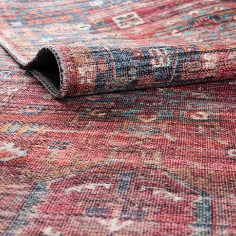 Washable Antique Red 7' 10 x 7' 10 Maahru Square Area Rug Easy to Clean Stain Resistant & Durable Polyester Chenille Carpet for Living, Dining, Bedrooms, Kitchen for Sale at Rug Engine