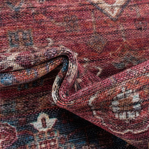 Antique Red 8' x 8' Maahru Washable Square Rug
