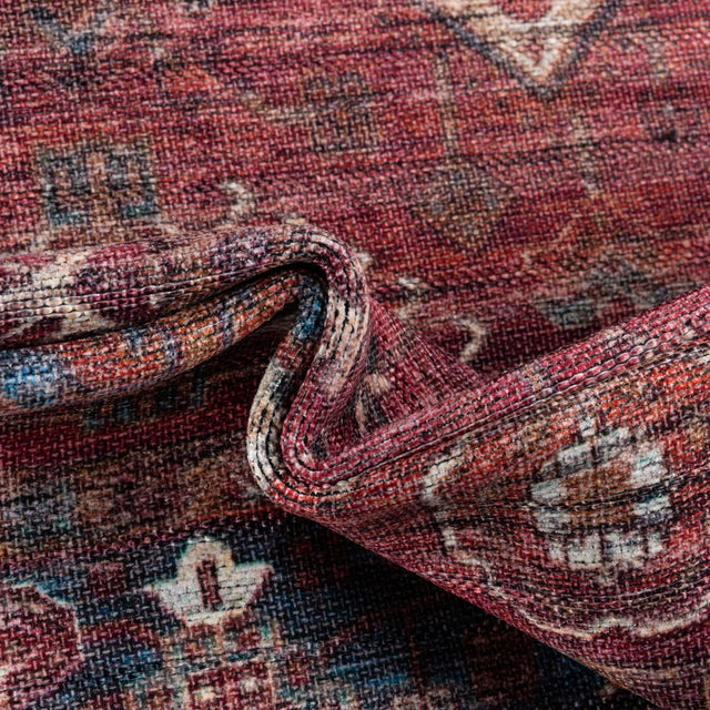 Antique Red 8' x 8' Maahru Washable Square Rug