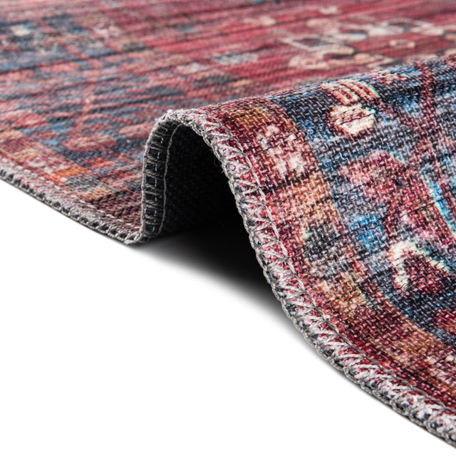 Antique Red 8' x 8' Maahru Washable Square Rug