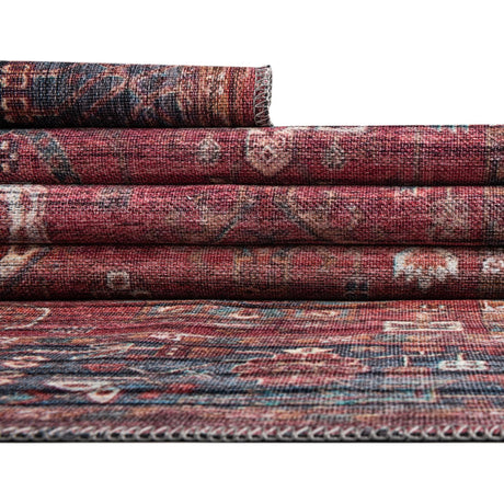 Washable Antique Red 10' 6 x 10' 6 Maahru Square Area Rug Easy to Clean Stain Resistant & Durable Polyester Chenille Carpet for Living, Dining, Bedrooms, Kitchen for Sale at Rug Engine