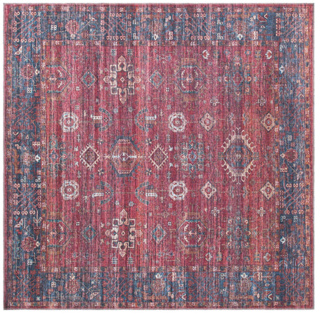 Washable Antique Red 7' 3 x 7' 3 Maahru Square Area Rug Easy to Clean Stain Resistant & Durable Polyester Chenille Carpet for Living, Dining, Bedrooms, Kitchen for Sale at Rug Engine