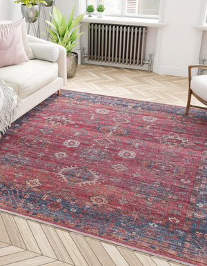 Antique Red 10' 6 x 10' 6 Maahru Washable Square Rug