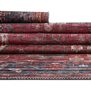 Washable Antique Red 10' 6 x 10' 6 Maahru Round Area Rug Easy to Clean Stain Resistant & Durable Polyester Chenille Carpet for Living, Dining, Bedrooms, Kitchen for Sale at Rug Engine