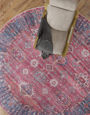 Washable Antique Red 10' 6 x 10' 6 Maahru Round Area Rug Easy to Clean Stain Resistant & Durable Polyester Chenille Carpet for Living, Dining, Bedrooms, Kitchen for Sale at Rug Engine