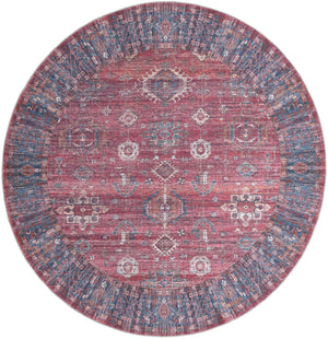 Washable Antique Red 10' 6 x 10' 6 Maahru Round Area Rug Easy to Clean Stain Resistant & Durable Polyester Chenille Carpet for Living, Dining, Bedrooms, Kitchen for Sale at Rug Engine