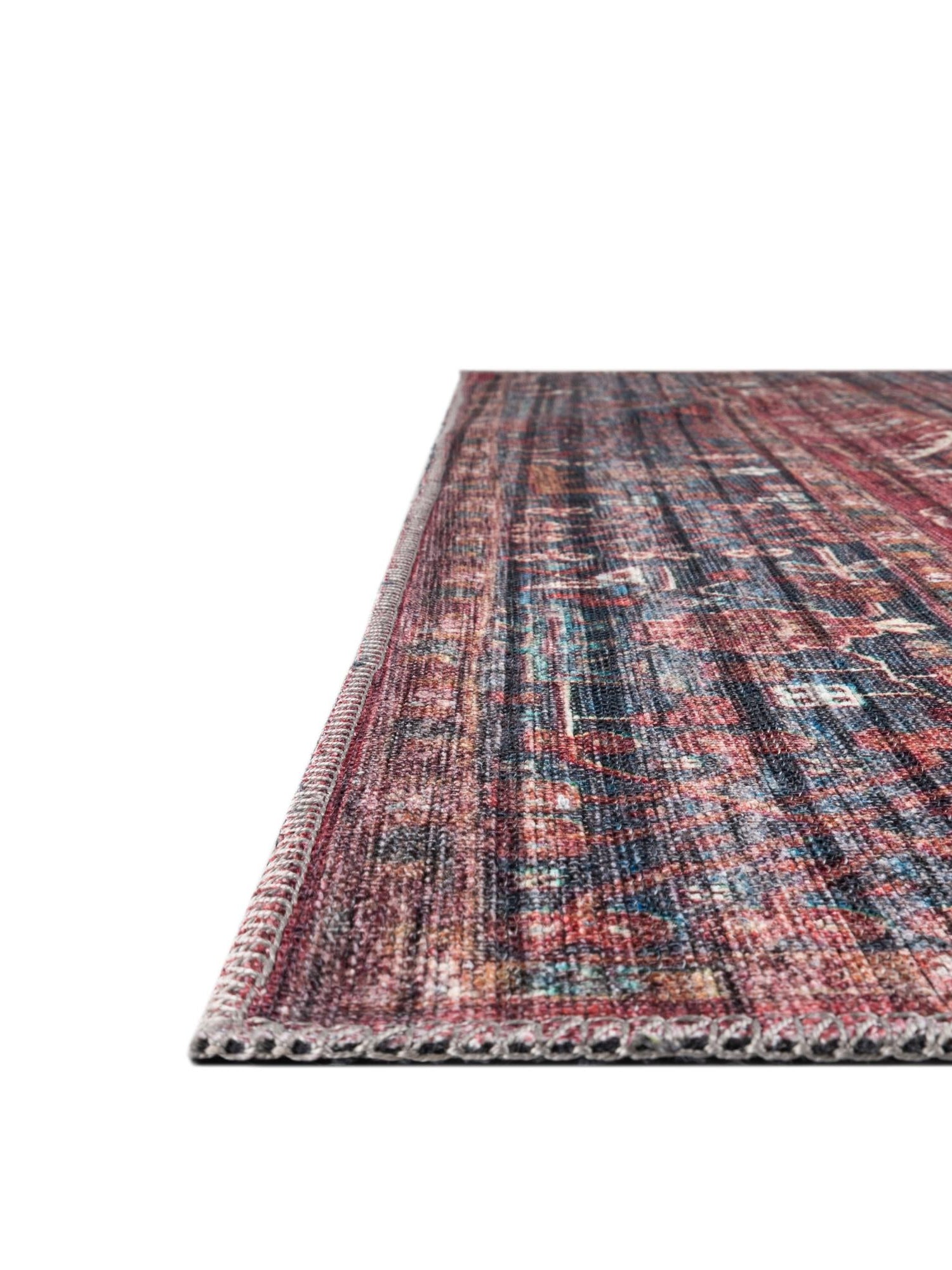 Washable Antique Red 2' 7 x 13' 1 Maahru Runner Area Rug Easy to Clean Stain Resistant & Durable Polyester Chenille Carpet for Living, Dining, Bedrooms, Kitchen for Sale at Rug Engine