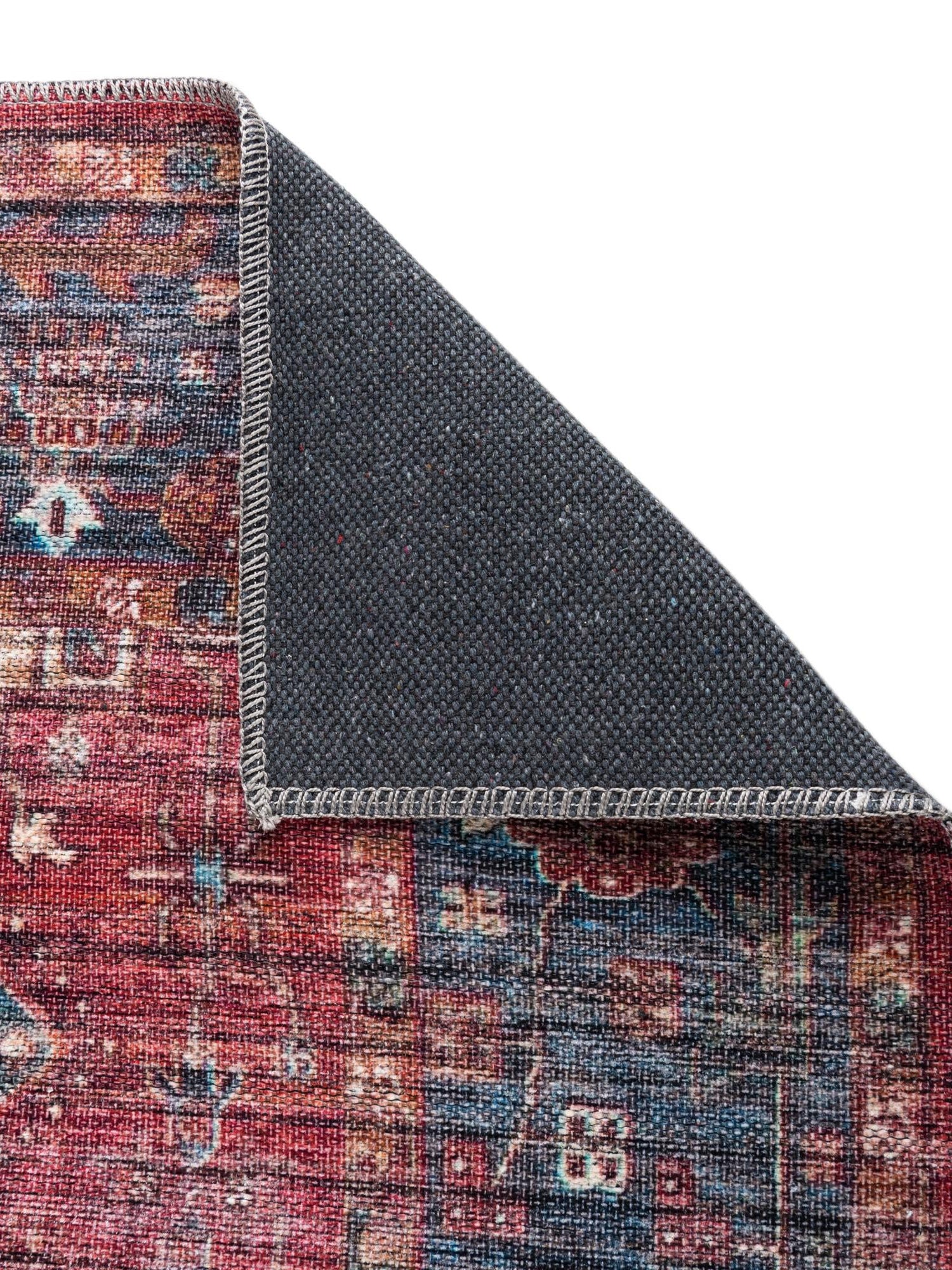 Washable Antique Red 2' x 8' Maahru Runner Area Rug Easy to Clean Stain Resistant & Durable Polyester Chenille Carpet for Living, Dining, Bedrooms, Kitchen for Sale at Rug Engine