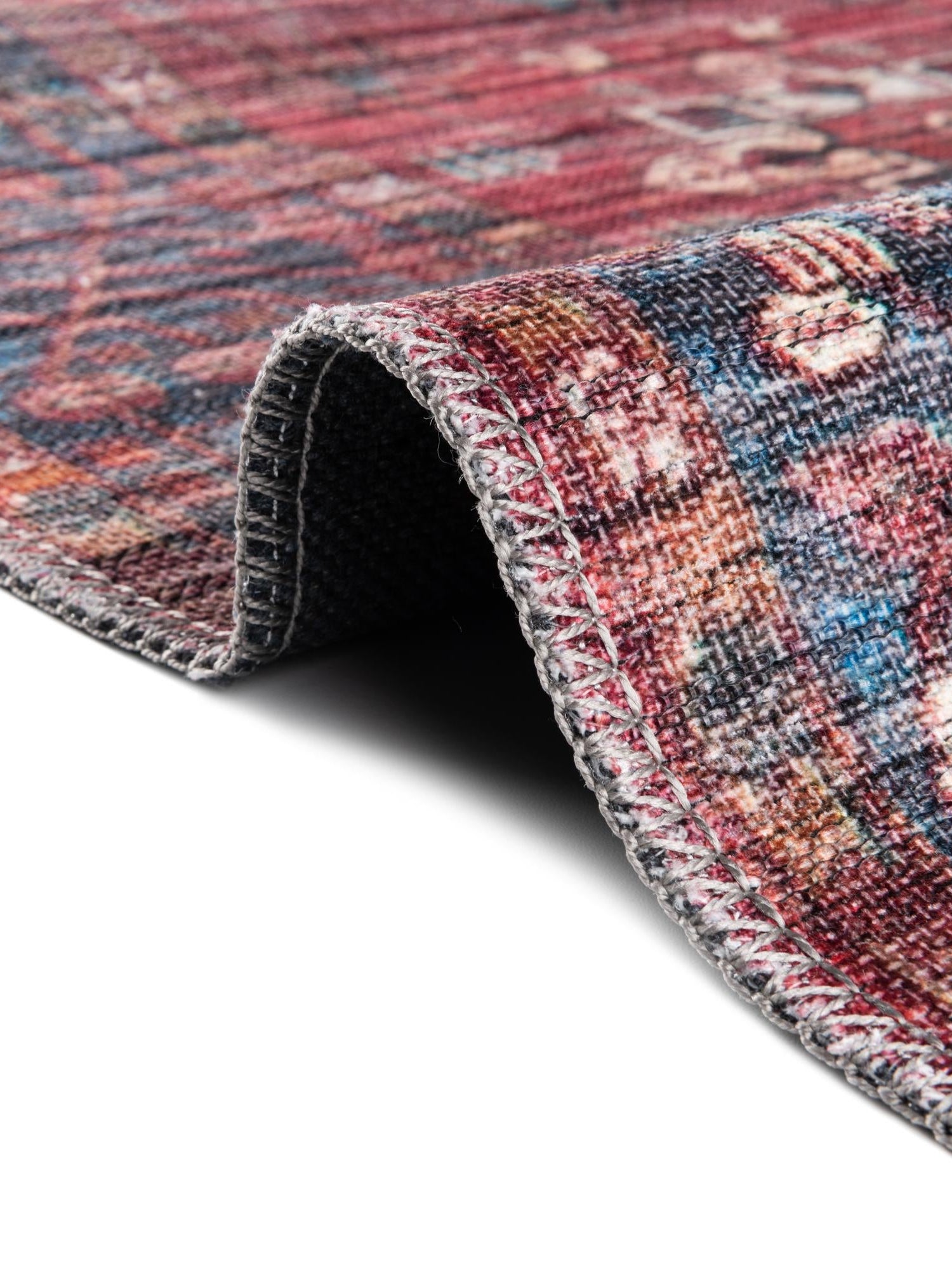 Washable Antique Red 2' x 8' Maahru Runner Area Rug Easy to Clean Stain Resistant & Durable Polyester Chenille Carpet for Living, Dining, Bedrooms, Kitchen for Sale at Rug Engine
