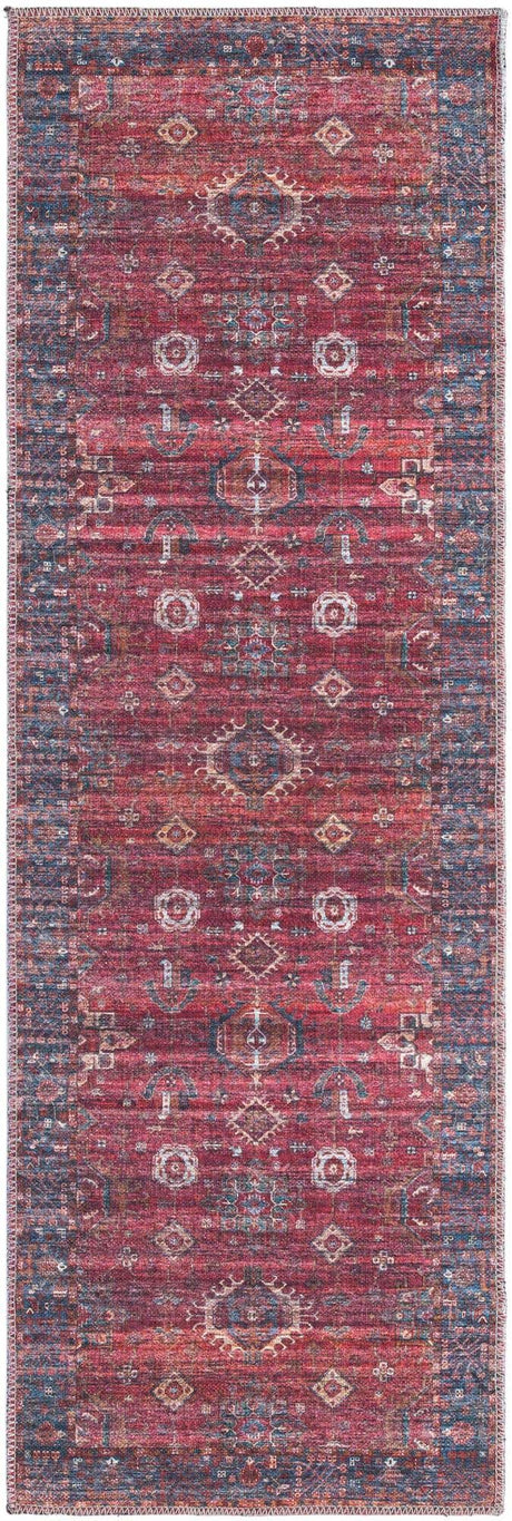 Antique Red 2' x 6' Maahru Washable Runner Rug