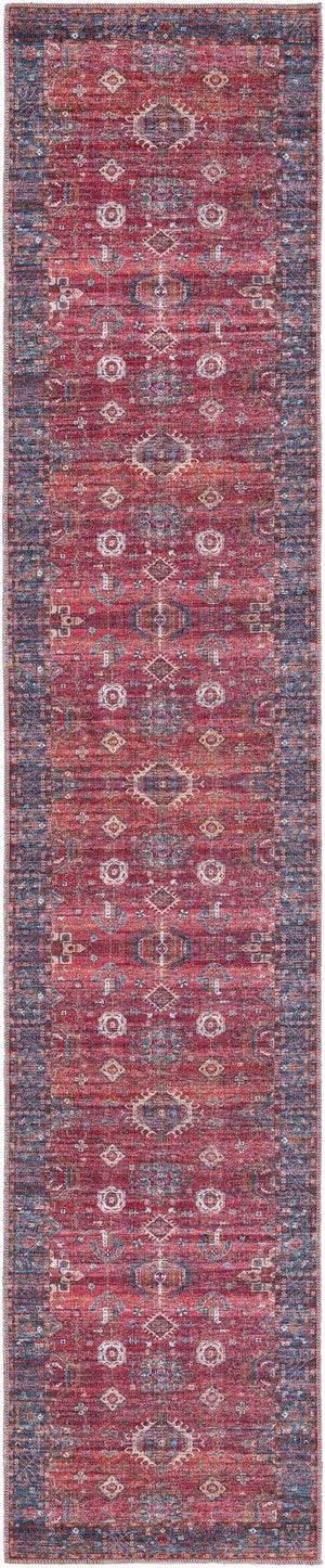 Antique Red 3' x 13' Maahru Washable Runner Rug
