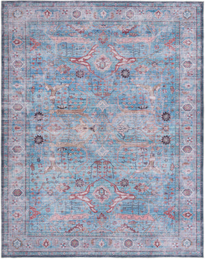 Washable Blue 10' 6 x 13' 1 Maahru Rectangle Area Rug Easy to Clean Stain Resistant & Durable Polyester Chenille Carpet for Living, Dining, Bedrooms, Kitchen for Sale at Rug Engine