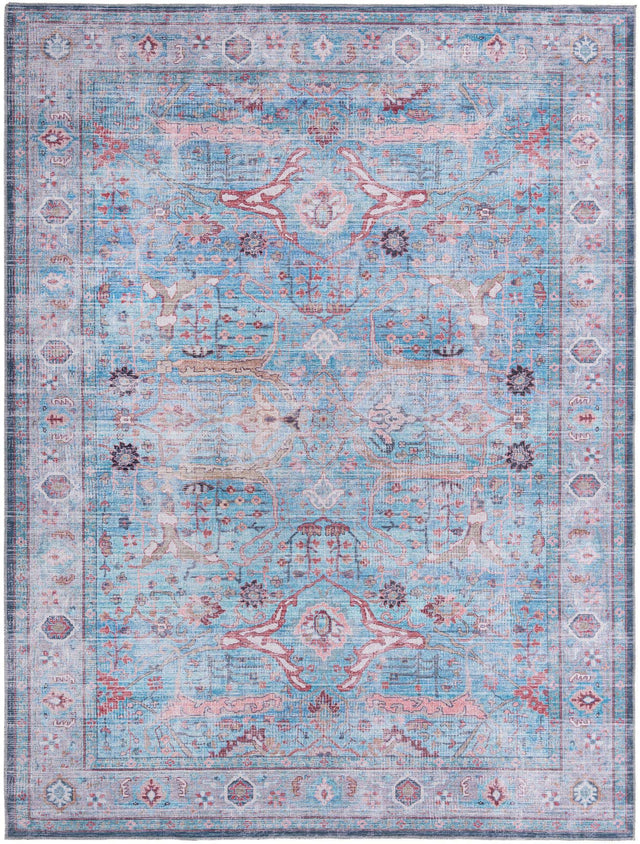 Washable Blue 9' 2 x 12' Maahru Rectangle Area Rug Easy to Clean Stain Resistant & Durable Polyester Chenille Carpet for Living, Dining, Bedrooms, Kitchen for Sale at Rug Engine