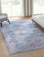 Washable Blue 7' 3 x 10' Maahru Rectangle Area Rug Easy to Clean Stain Resistant & Durable Polyester Chenille Carpet for Living, Dining, Bedrooms, Kitchen for Sale at Rug Engine