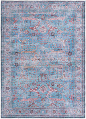 Washable Blue 7' 3 x 10' Maahru Rectangle Area Rug Easy to Clean Stain Resistant & Durable Polyester Chenille Carpet for Living, Dining, Bedrooms, Kitchen for Sale at Rug Engine