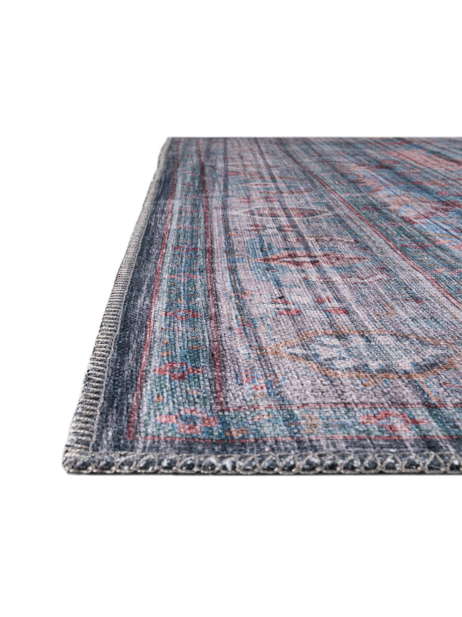 Washable Blue 7' 10 x 10' Maahru Rectangle Area Rug Easy to Clean Stain Resistant & Durable Polyester Chenille Carpet for Living, Dining, Bedrooms, Kitchen for Sale at Rug Engine