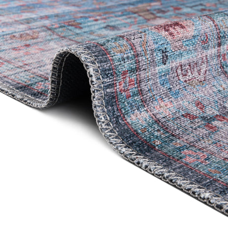 Washable Blue 7' 10 x 10' Maahru Rectangle Area Rug Easy to Clean Stain Resistant & Durable Polyester Chenille Carpet for Living, Dining, Bedrooms, Kitchen for Sale at Rug Engine