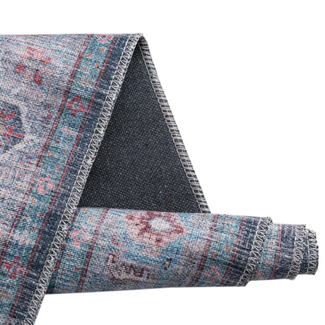 Washable Blue 10' 6 x 13' 1 Maahru Rectangle Area Rug Easy to Clean Stain Resistant & Durable Polyester Chenille Carpet for Living, Dining, Bedrooms, Kitchen for Sale at Rug Engine