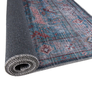 Washable Blue 10' 6 x 13' 1 Maahru Rectangle Area Rug Easy to Clean Stain Resistant & Durable Polyester Chenille Carpet for Living, Dining, Bedrooms, Kitchen for Sale at Rug Engine