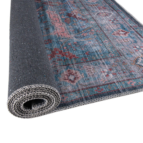 Washable Blue 10' 6 x 13' 1 Maahru Rectangle Area Rug Easy to Clean Stain Resistant & Durable Polyester Chenille Carpet for Living, Dining, Bedrooms, Kitchen for Sale at Rug Engine